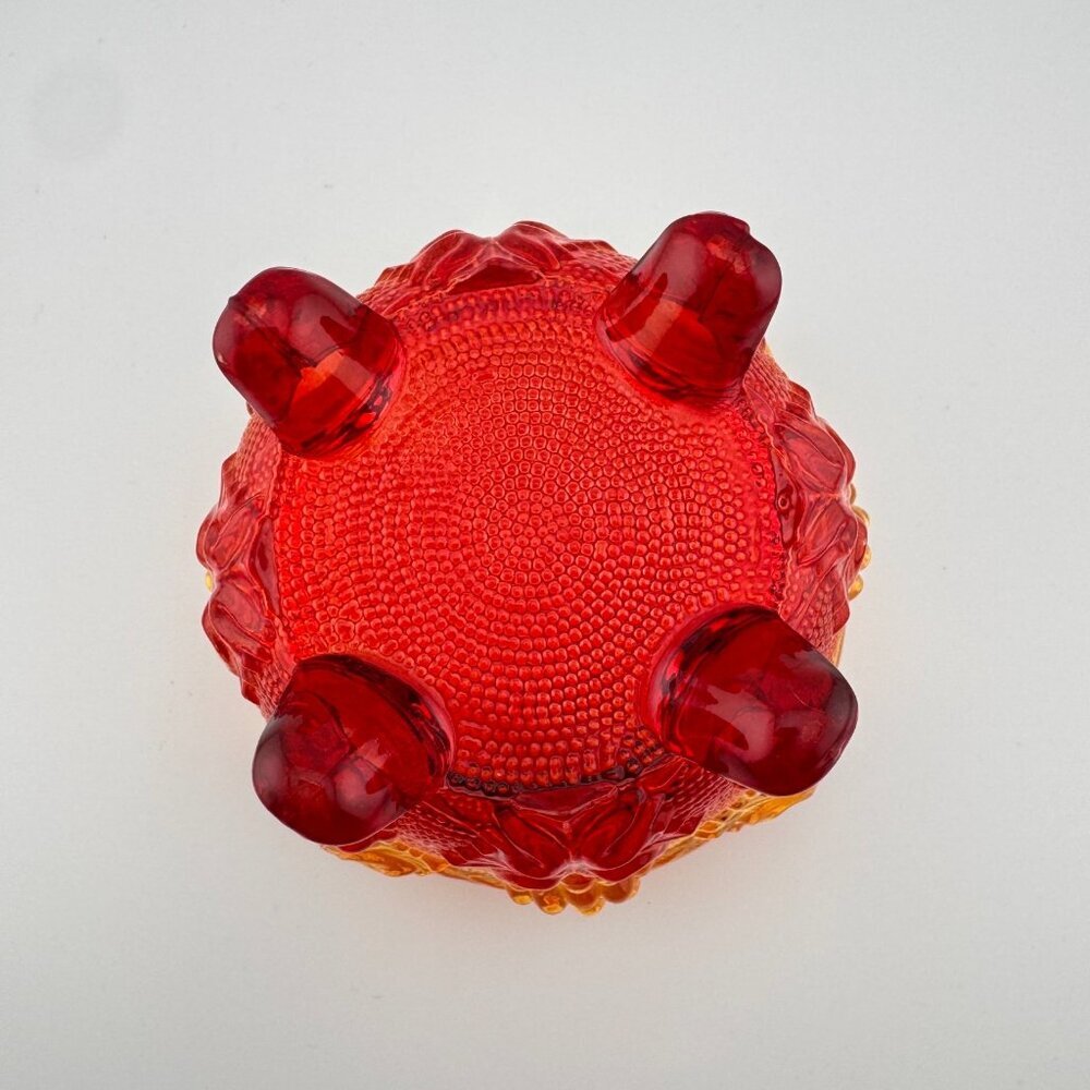 Vintage Jeanette Amberina Harvest Grapes Footed Candy Dish w/Lid Carnival Glass - Picture 3 of 11